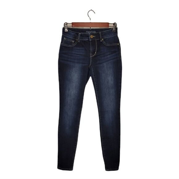 Maurices Blue Stretch Skinny Faded Dark Wash Denim Jeans - Picture 1 of 7